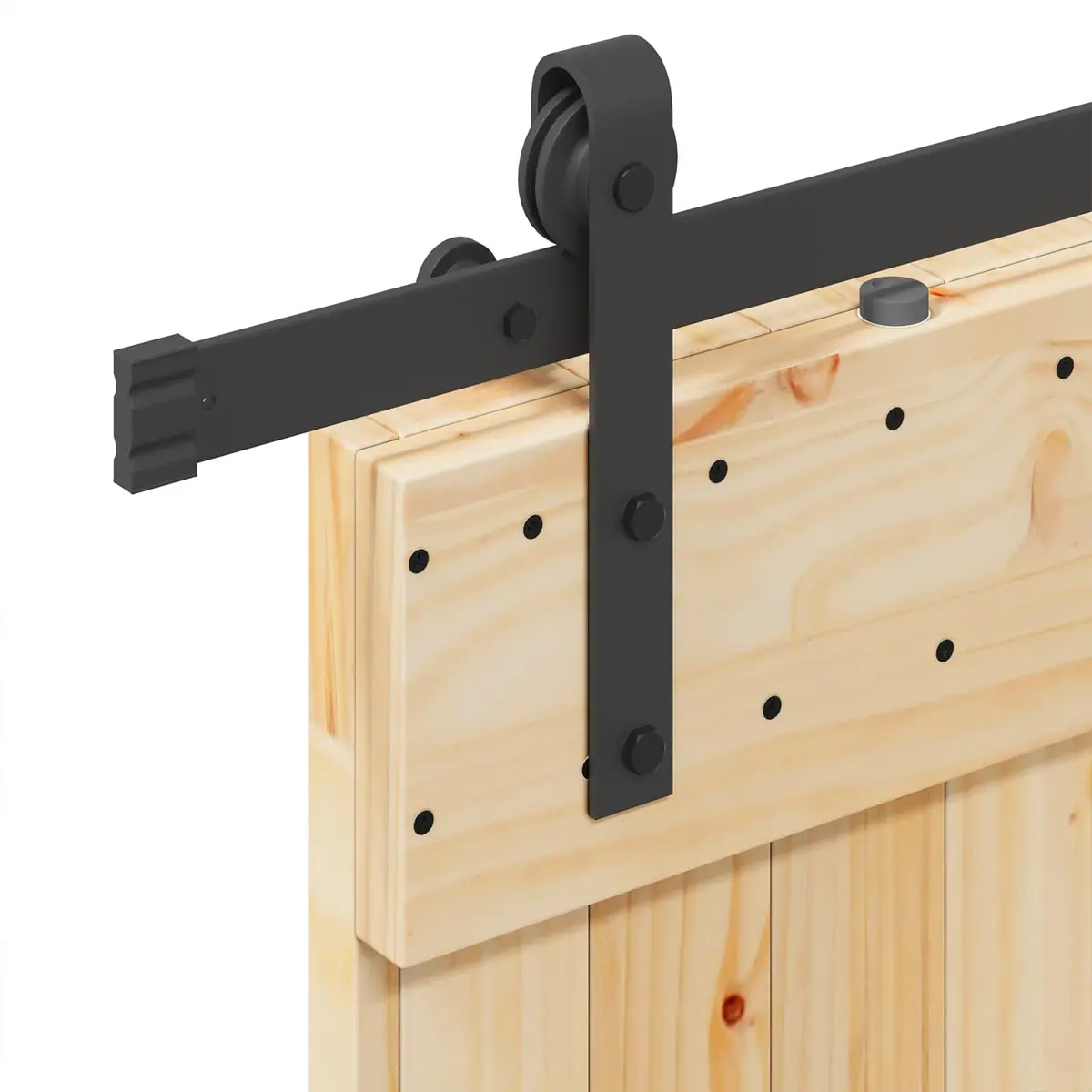 Sliding Door Pine Wood Natural Black Frame Space-Saving Modern Interior 85x210cm