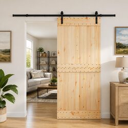 Sliding Door Specifications: Pine Wood and Steel, 90x210cm