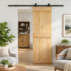 Specifications of the Pine Wood Sliding Door with Black Track