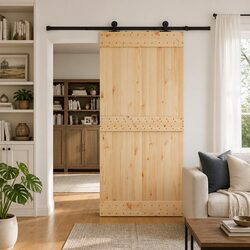 Sliding Door Specifications: Pine Wood, Steel Track, 95 x 210 cm
