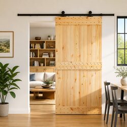Sliding Door Natural Brown Black 100 x 210 cm Modern Space Saving Room Divider