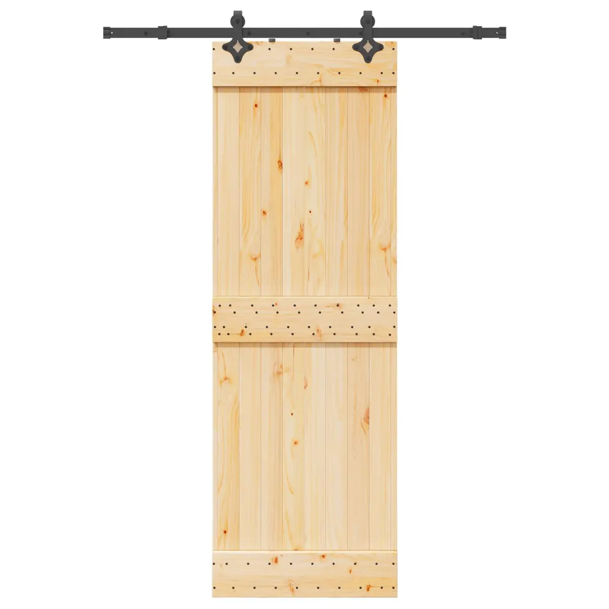 Sliding Door Natural Pine Wood Steel Track 70x210cm Space Saving