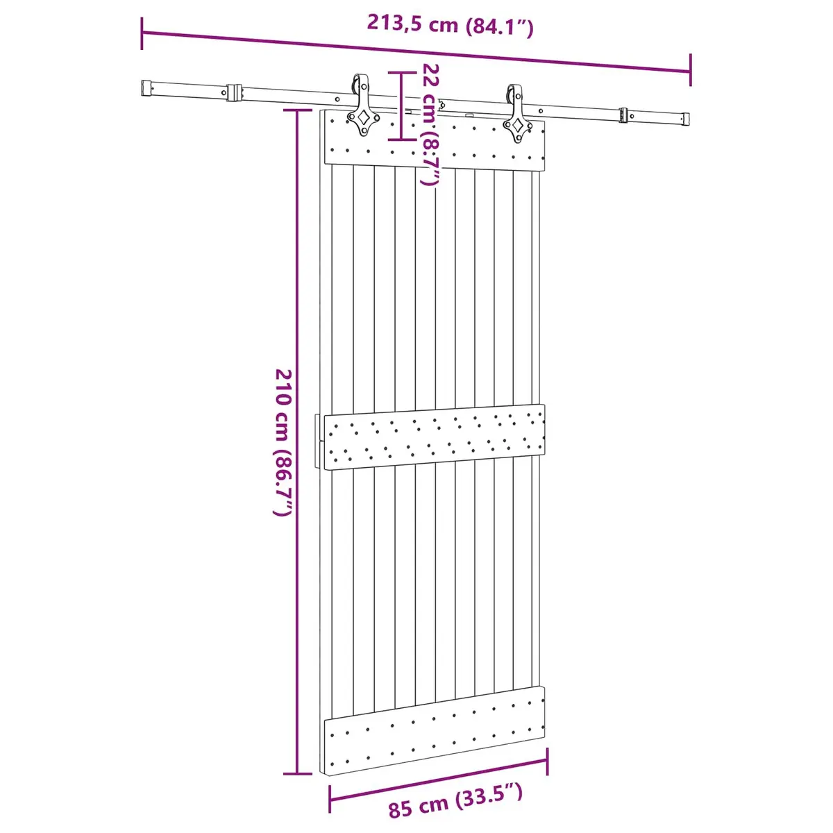 Sliding Door Modern Room Divider 85x210cm Natural Pine Wood Black Track