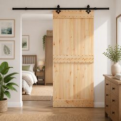 Sliding Door Specifications: Pine Wood and Steel Track