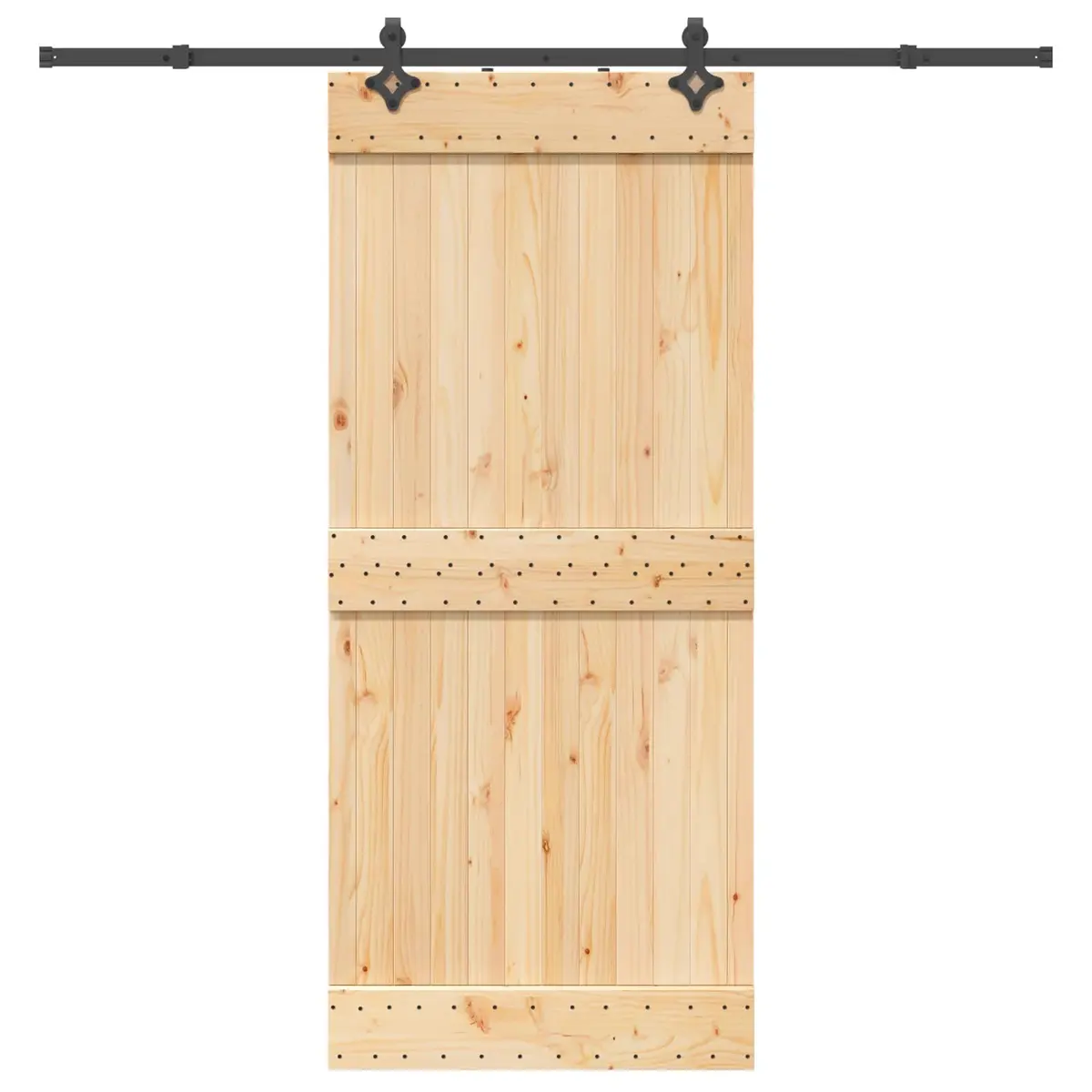 Sliding Door Room Divider Natural Pine Wood Steel Track 90 x 210 cm