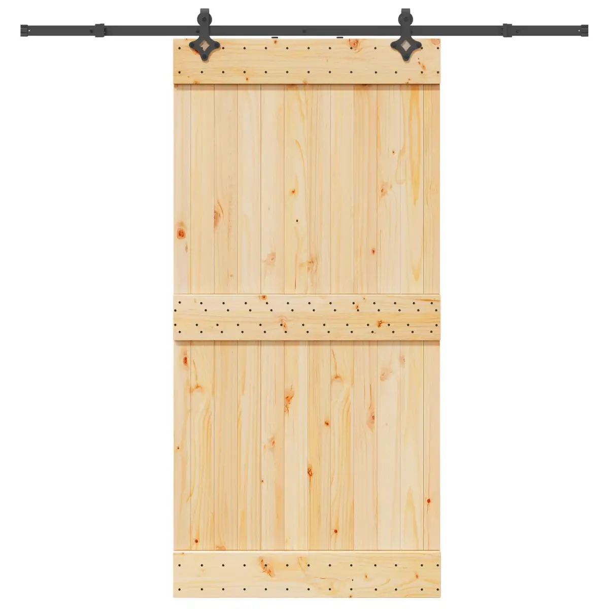 Sliding Door Room Divider Natural Brown Black 100 x 210 cm