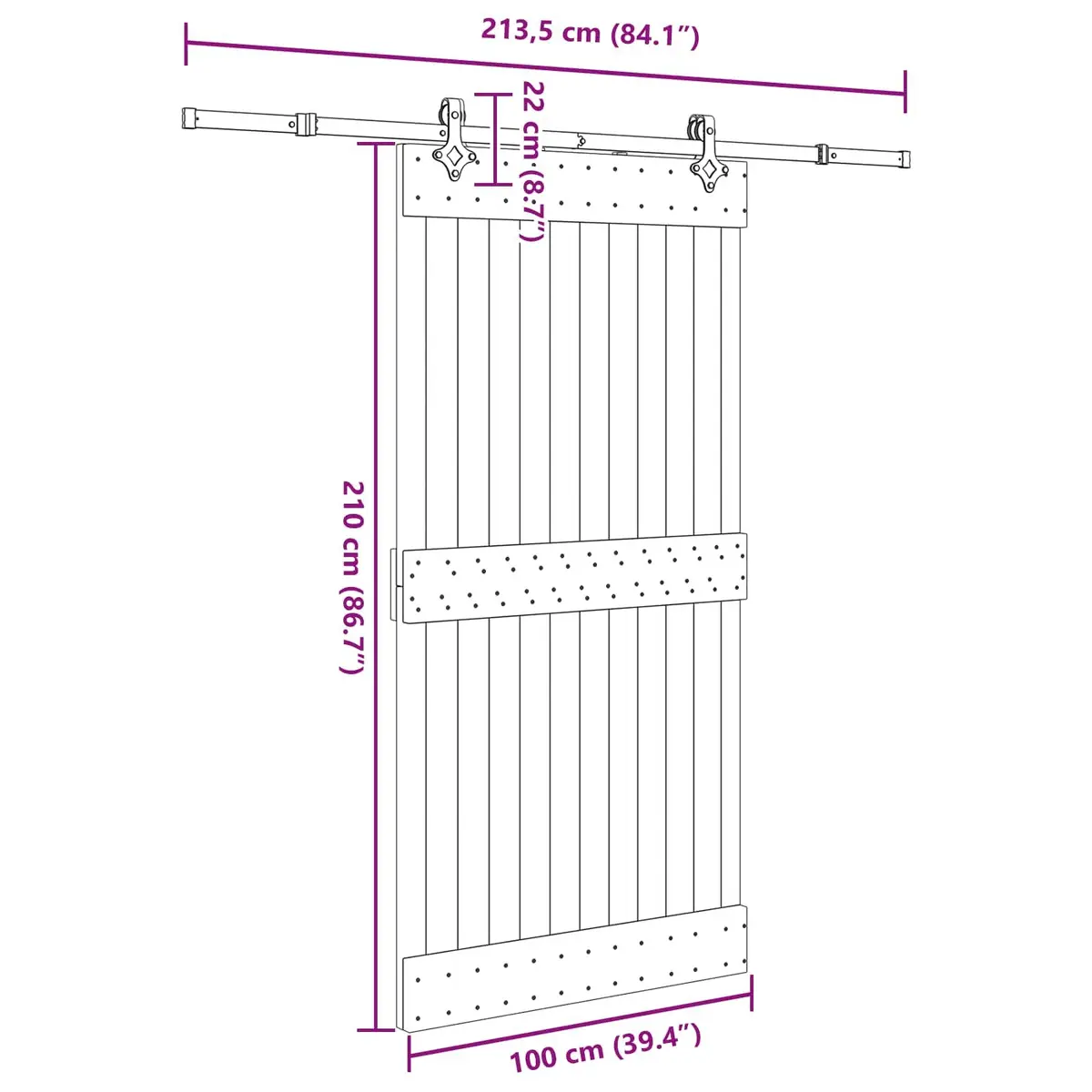 Sliding Door Room Divider Natural Brown Black 100 x 210 cm