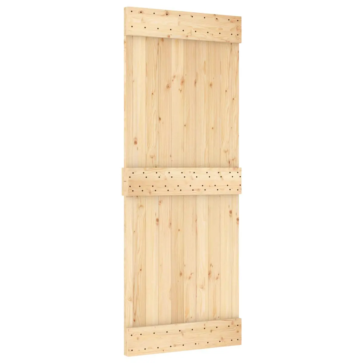 Sliding Door Modern Design Pine Wood Frame Black Track Space-Saving Room