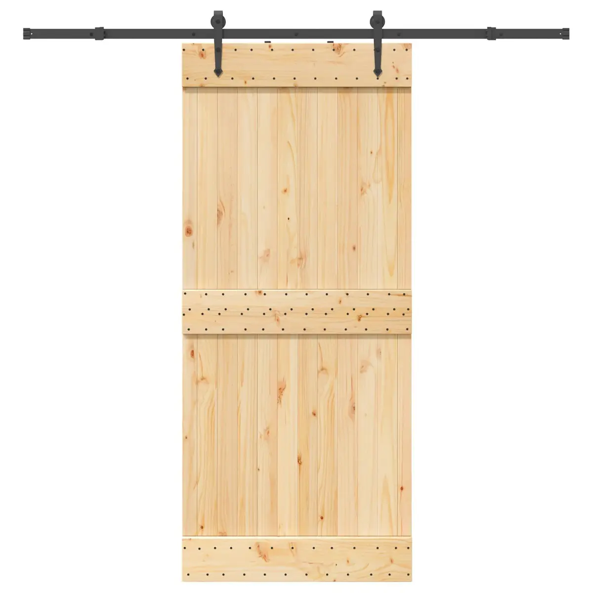 Sliding Door NARVIK Natural Brown Black Modern Space-Saving Room Divider