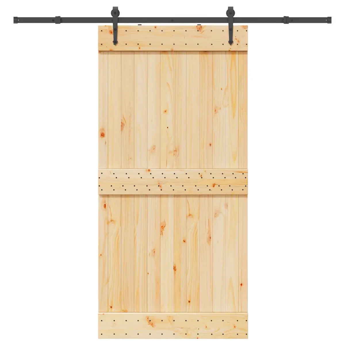 Sliding Door Room Divider Pine Wood Black Track 100x210cm