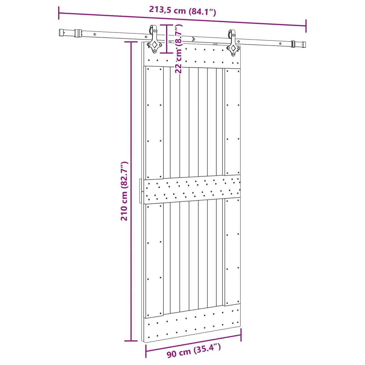 Sliding Door Room Divider Natural Pine Wood 90 x 210 cm