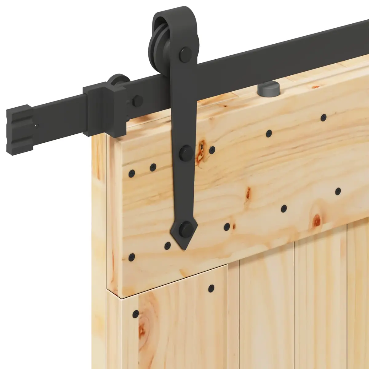 Sliding Door Room Divider 90x210cm Pine Wood Black Track