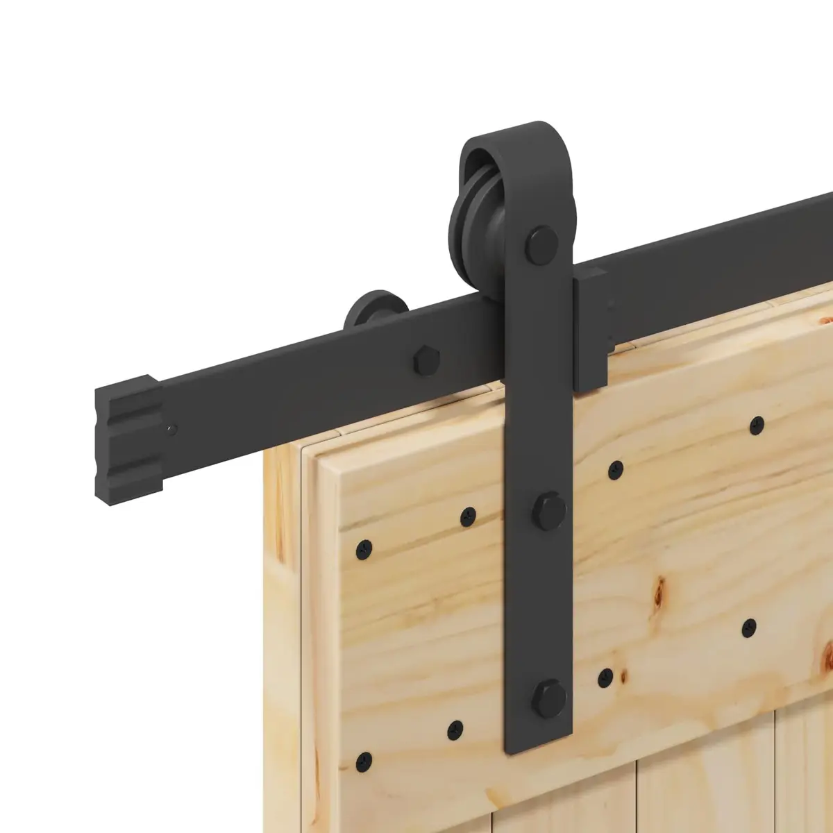 Sliding Door Room Divider Pine Wood Frame 70cm x 210cm Black Track
