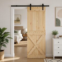 Specifications of the Sliding Door: Pine Wood and Steel
