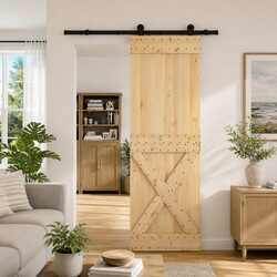 Sliding Door Specifications: 70x210cm Natural Wood Design
