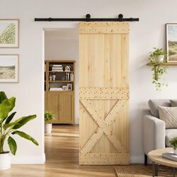 Sliding Door Specifications: Pine Wood and Steel Frame