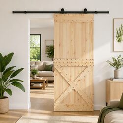 Sliding Door Dimensions: 95x210cm with Natural Wood Finish