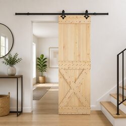 Sliding Door Specs: 70x210cm Pine Wood & Steel Track