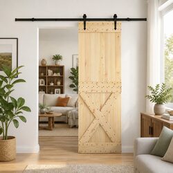 Sliding Door Dimensions: 70x210cm in Pine and Steel