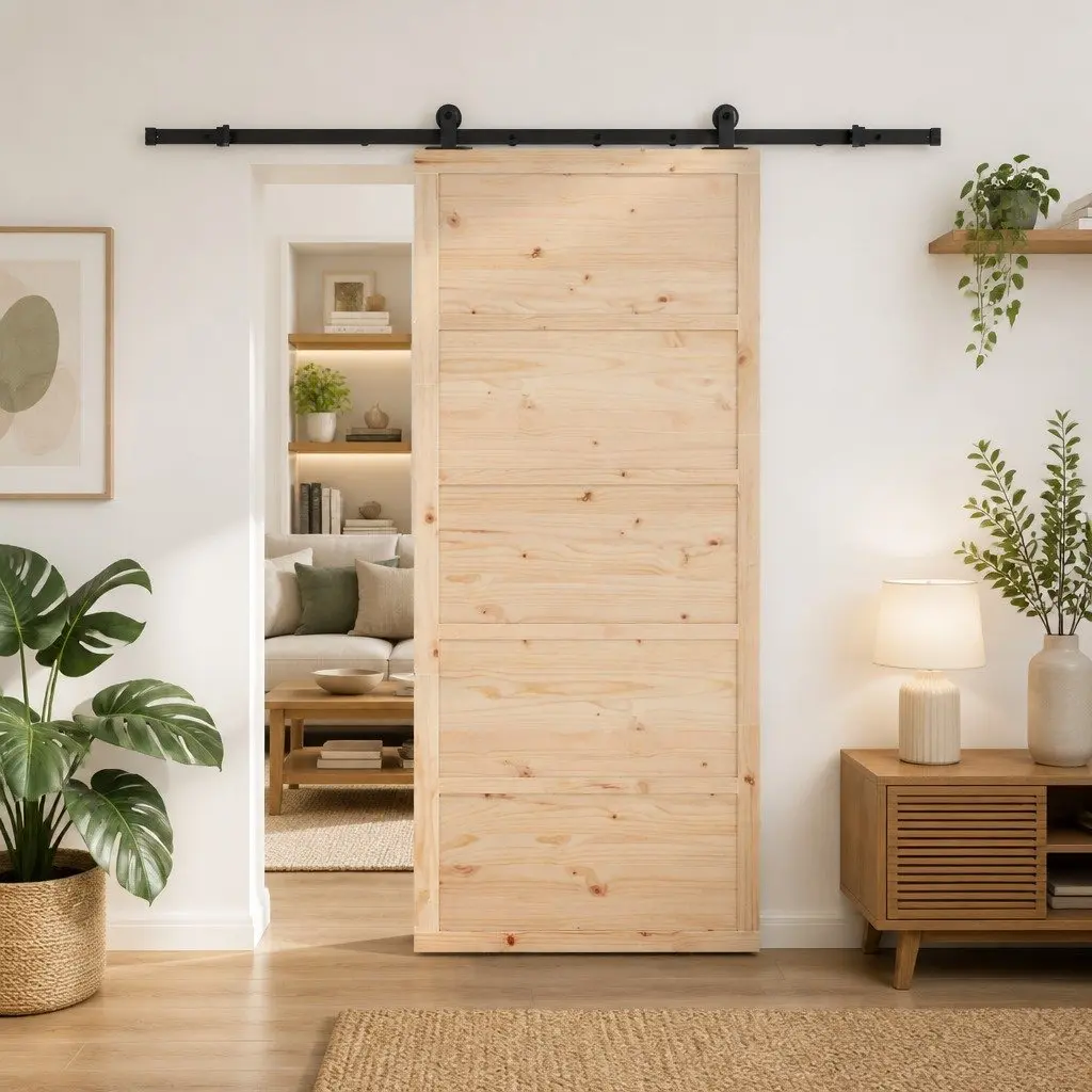 Sliding Door Natural Pine Wood 80 x 208 cm