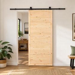 Sliding Door Specifications: Solid Pine, Steel Track, 100x208 cm
