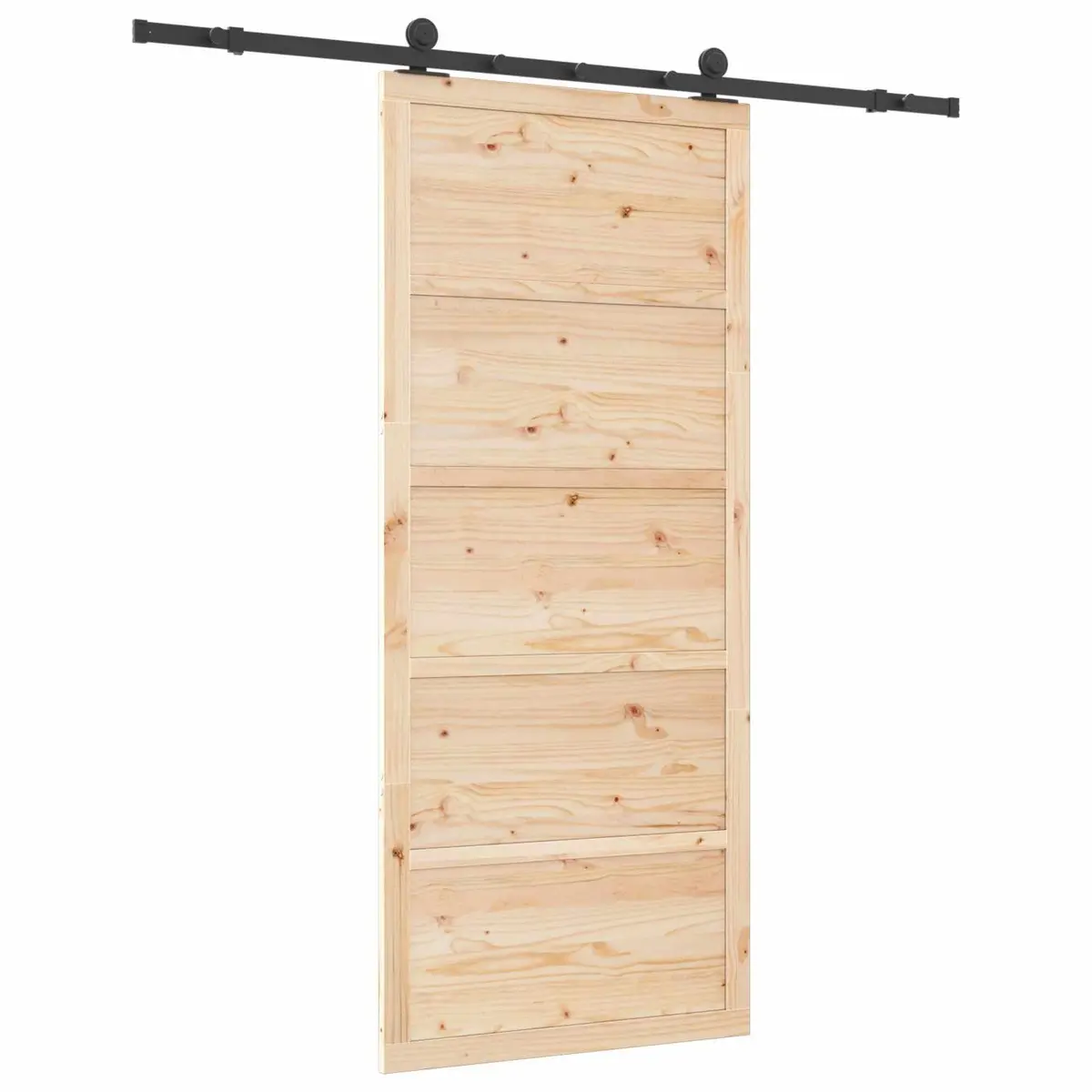 Sliding Door for Home 80 x 208 cm Natural Solid Pine Wood Top Track Modern Space-Saving