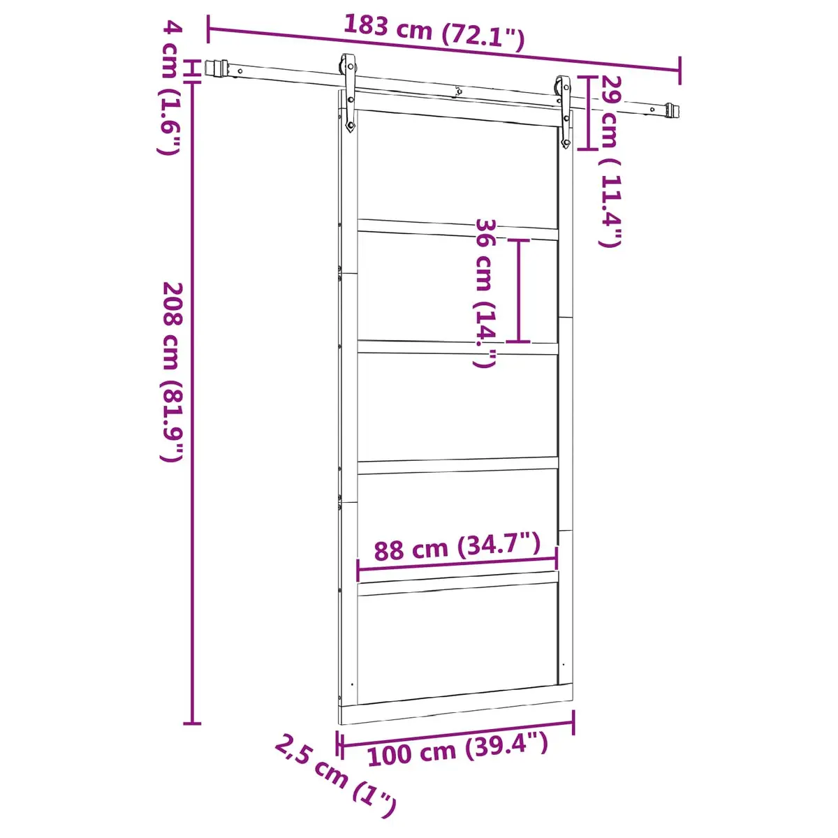 Sliding Door Natural Solid Pine Wood 100 x 208 cm Interior Room Divider