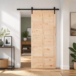 Sliding Door Natural Solid Pine Wood 80 x 208 cm Modern Interior Room Divider