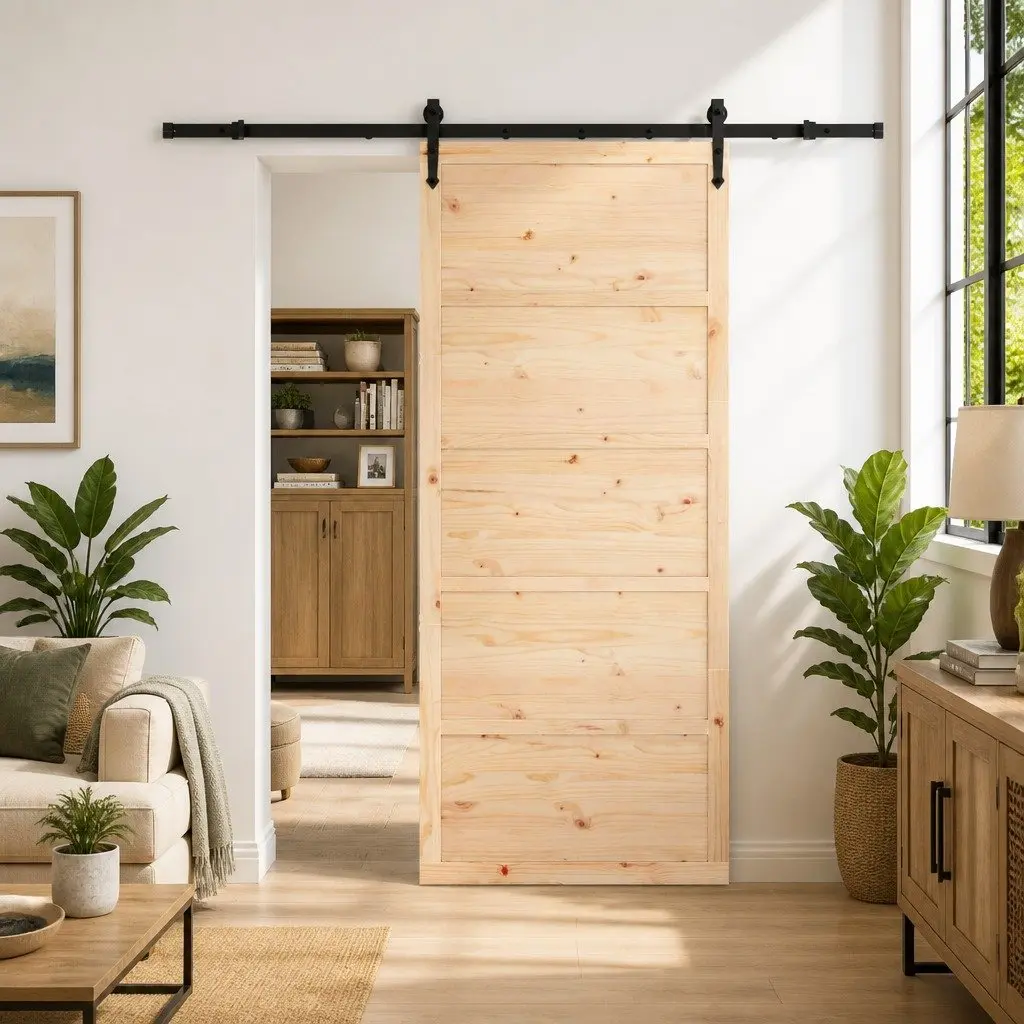 Sliding Door 90 x 208 cm in Pine Wood