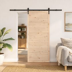Sliding Door 80 x 208 cm Solid Pine Wood Interior Room Divider Space-Saving