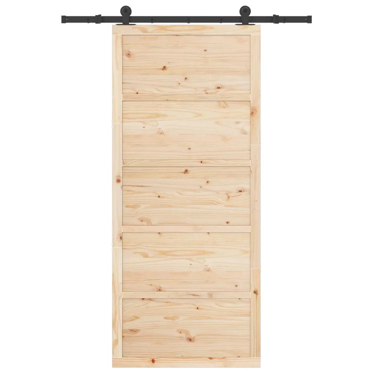 Sliding Door Natural Solid Pine Wood 80 x 208 cm Modern Interior Space Saving