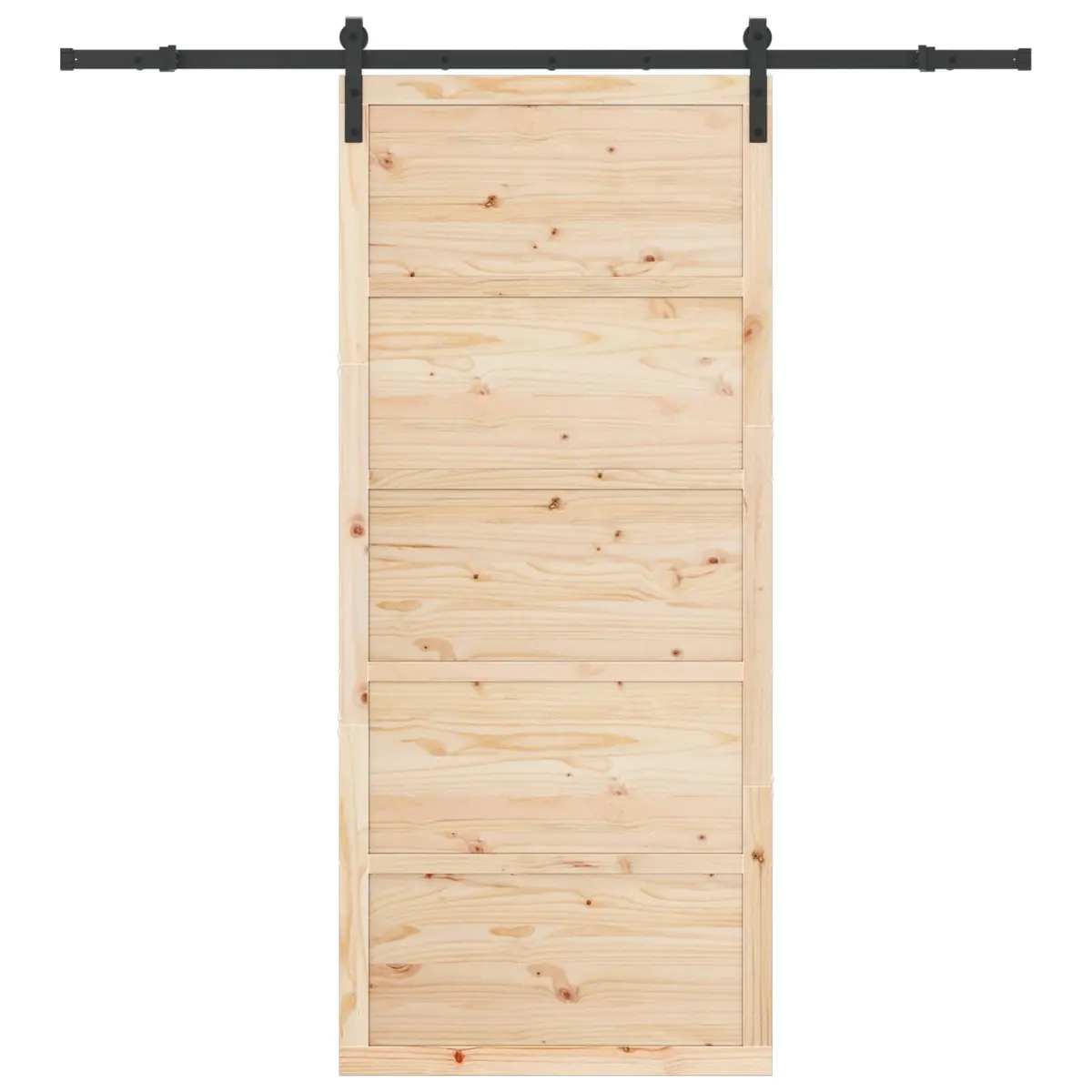 Sliding Door 80 x 208 cm Natural Solid Pine Wood Top Track Space-Saving Modern