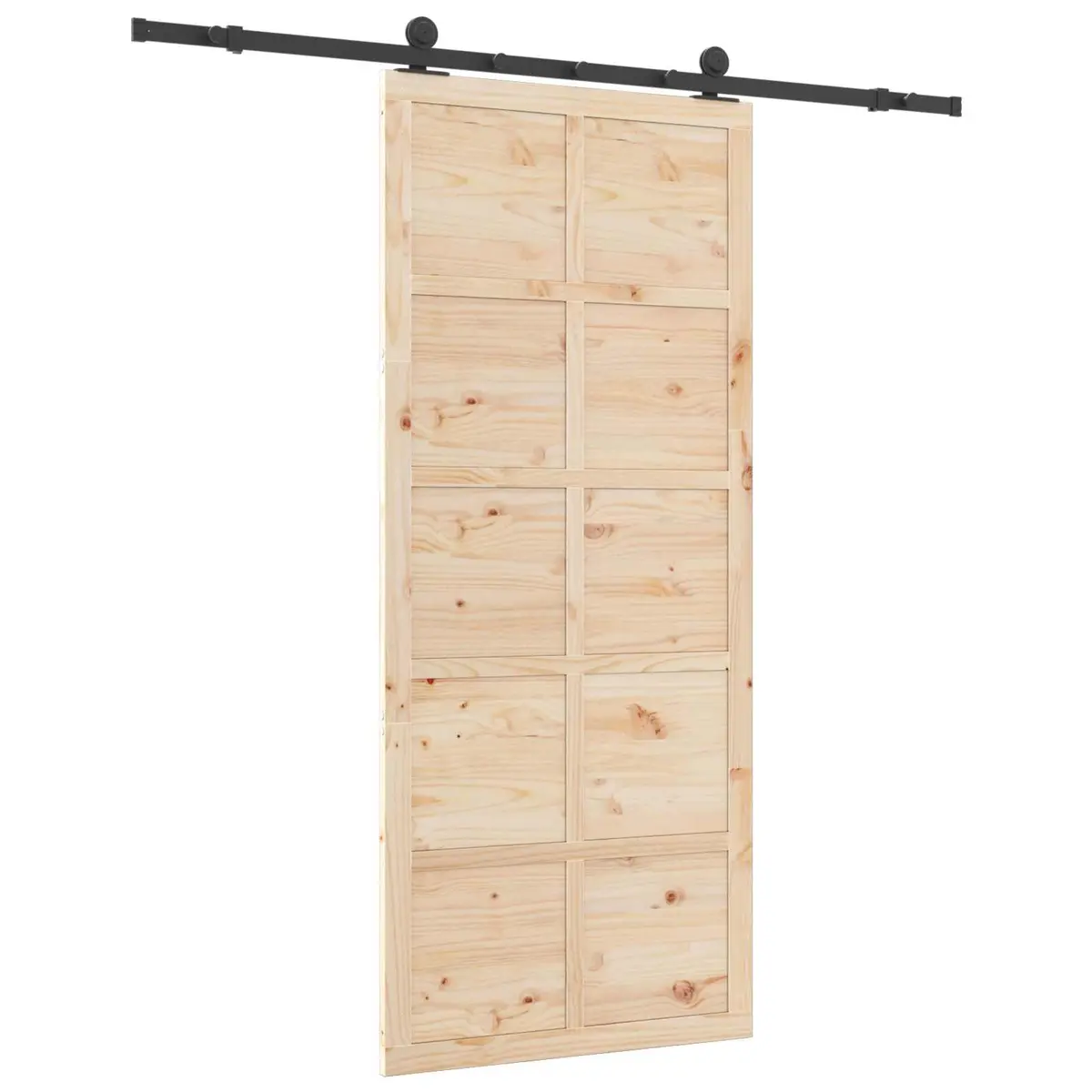 Sliding Door Solid Pine Wood Natural Brown 100 x 208 cm Interior Room Divider