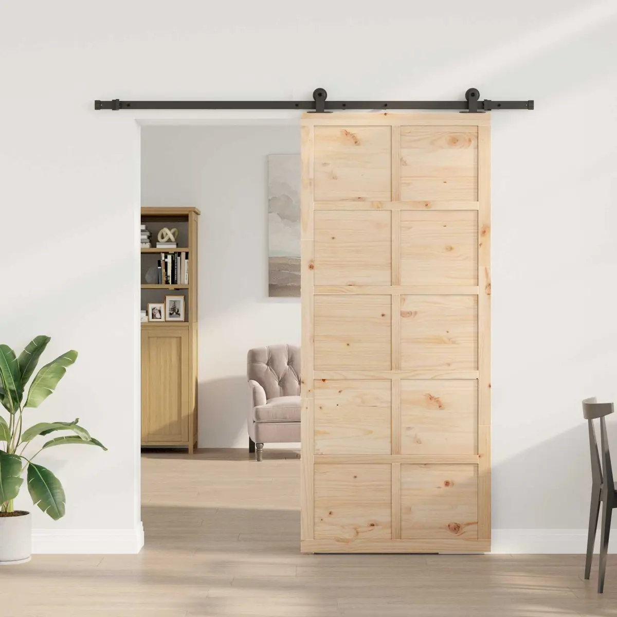 Sliding Door 90 x 208 cm Pine Wood