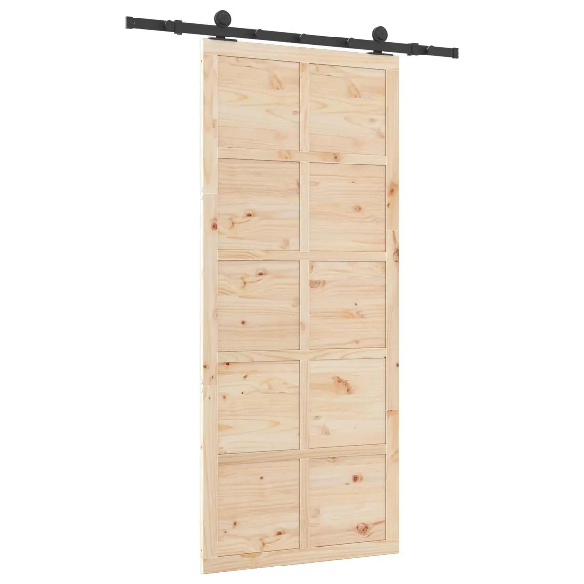 Sliding Door Interior Room Divider 80 x 208 cm Solid Pine Wood Natural Brown