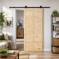 Sliding Door Dimensions: 80 x 208 cm, Natural Pine Wood