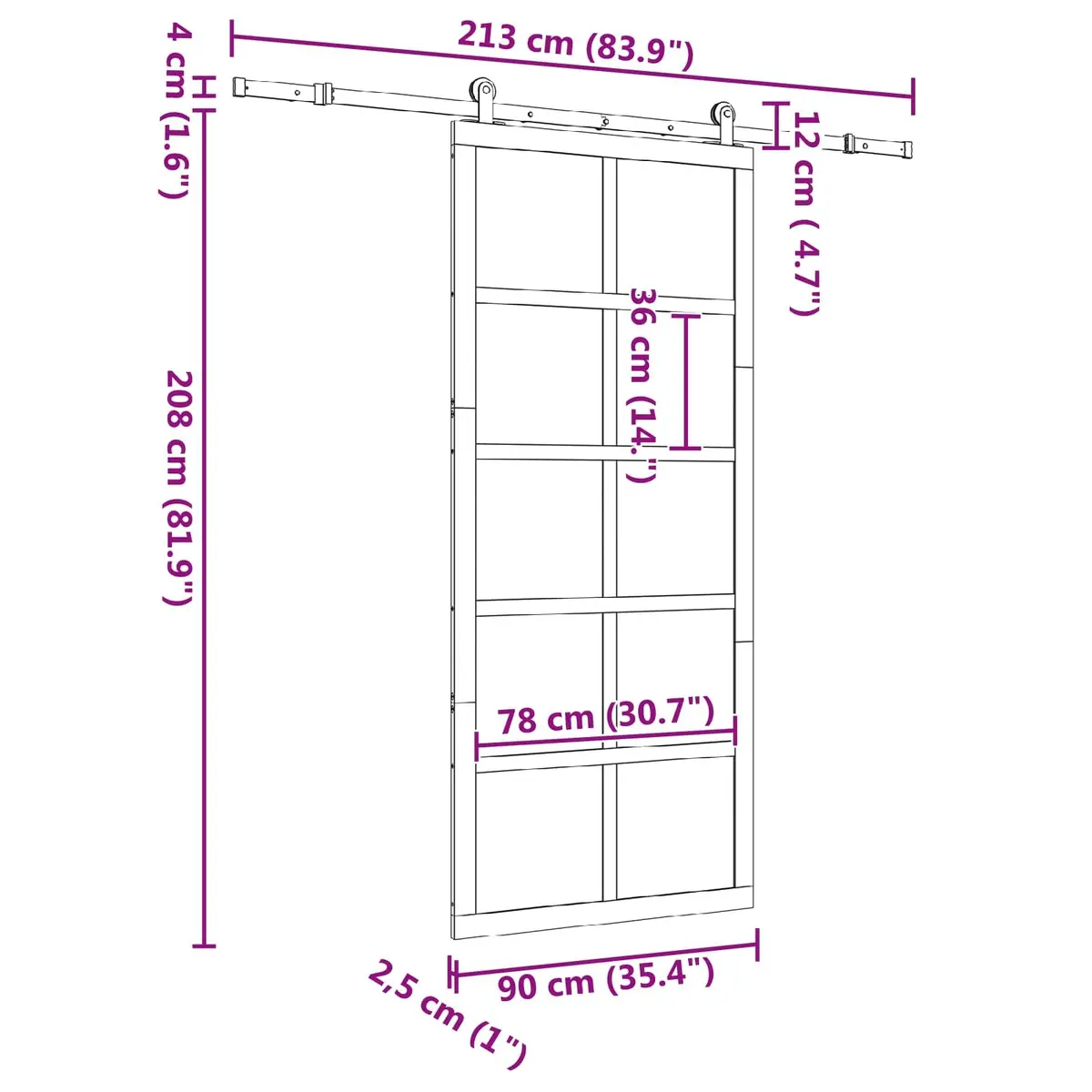Sliding Door Natural Solid Pine Wood 90 x 208 cm Interior Room Divider Space
