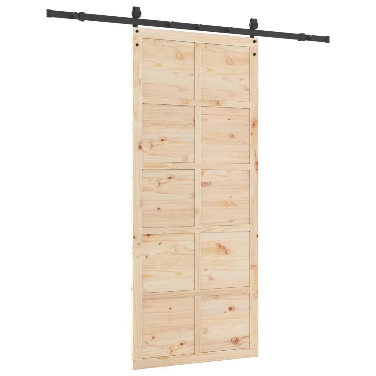 Sliding Door Natural Solid Pine Wood 100 x 208 cm Modern Interior Space-Saving