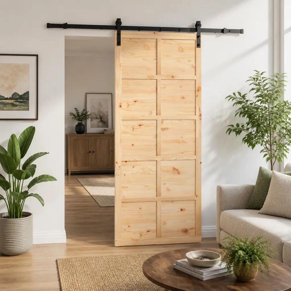 100 x 208 cm Sliding Door in Solid Pine Wood