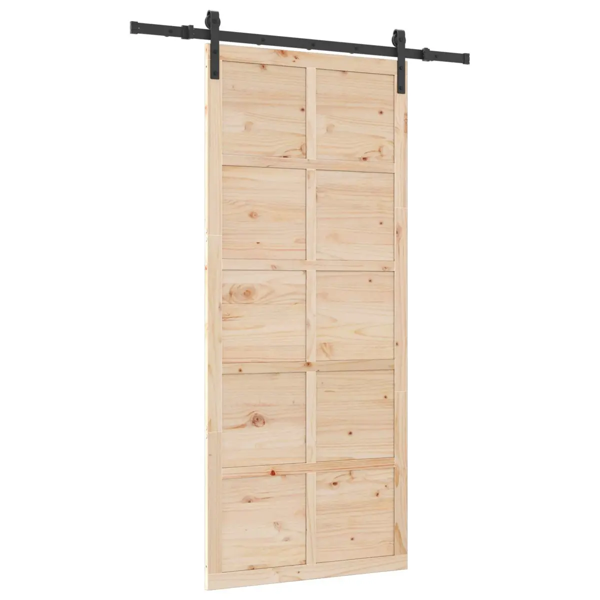 Sliding Door Natural Pine Wood 80 x 208 cm Space-Saving Interior Home Entrance