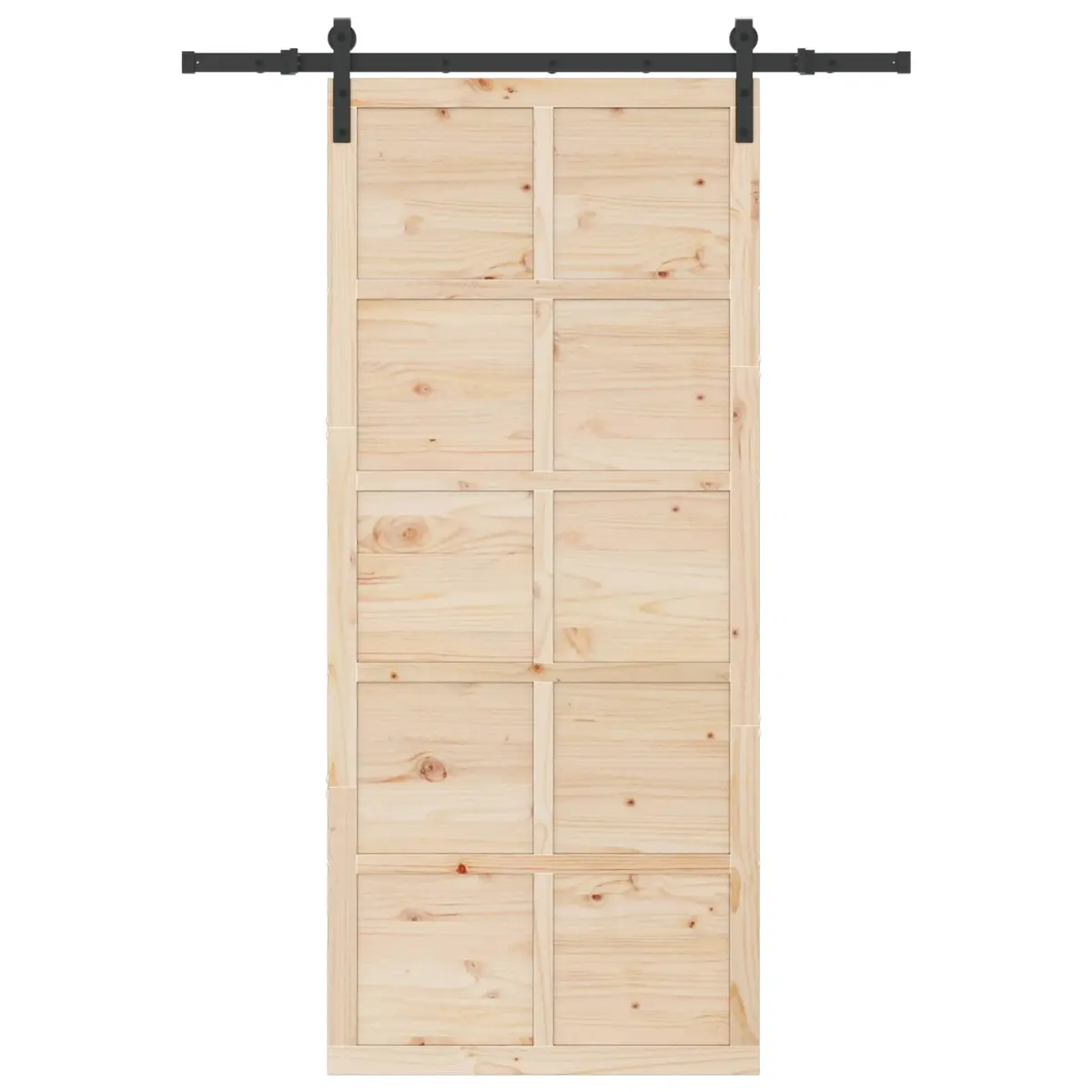 Sliding Door Natural Pine Wood 80 x 208 cm Space-Saving Interior Home Entrance