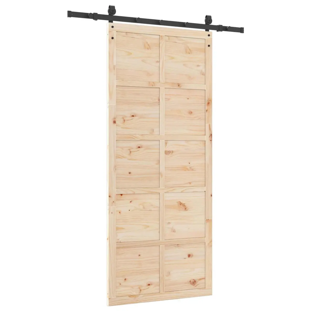 Sliding Door Natural Pine Wood 80 x 208 cm Space-Saving Interior Home Entrance