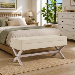 Storage Stool Bench Specifications: 110x45x49cm, Beige