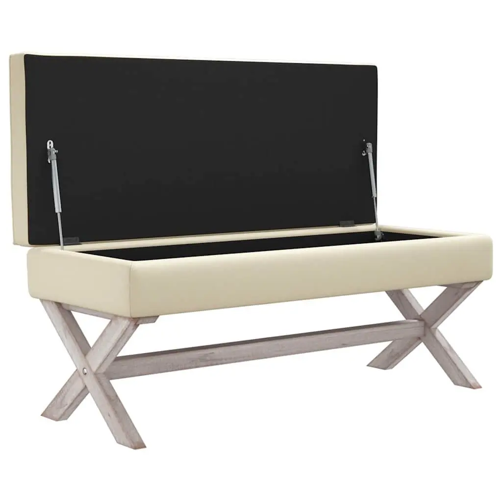 Storage Stool Bench 110x45x49cm Linen Seat Entryway Footrest Storage Box Beige