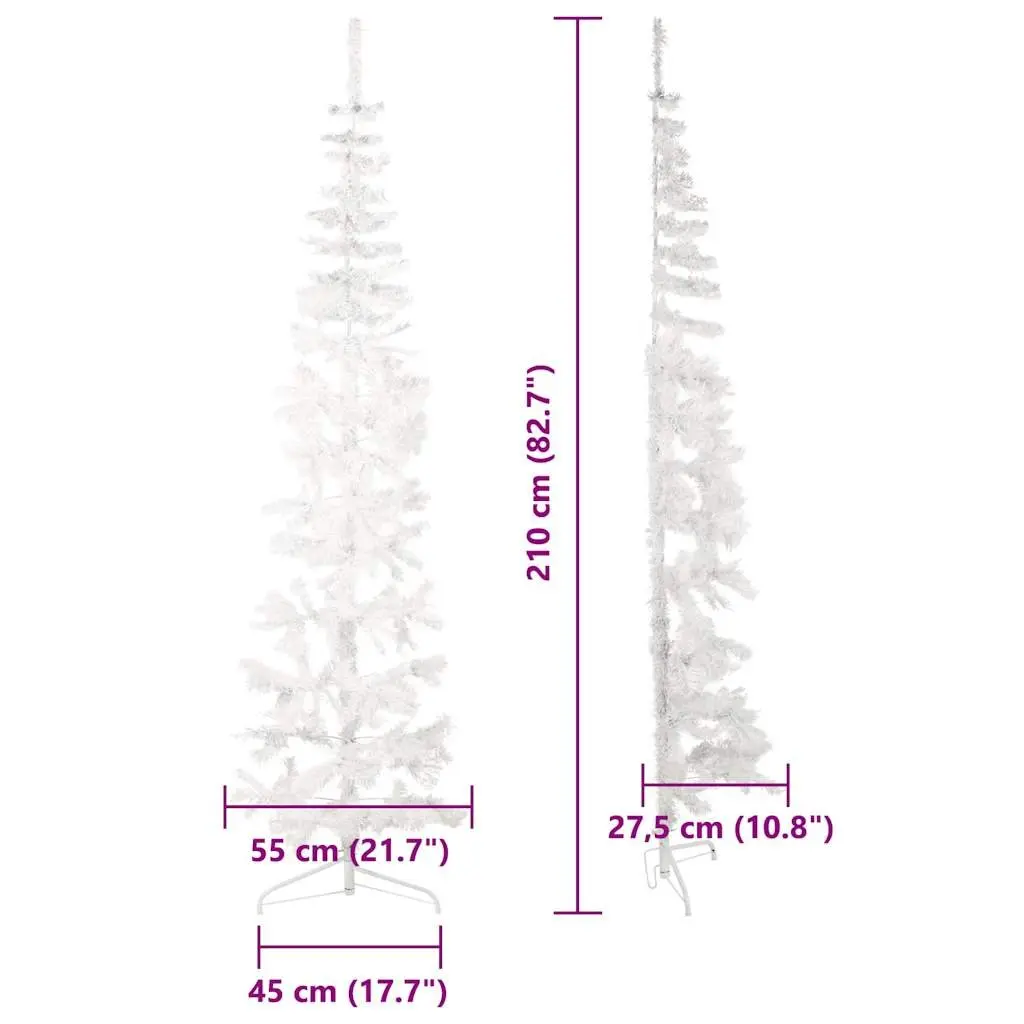 210cm Slim Artificial Half Christmas Tree