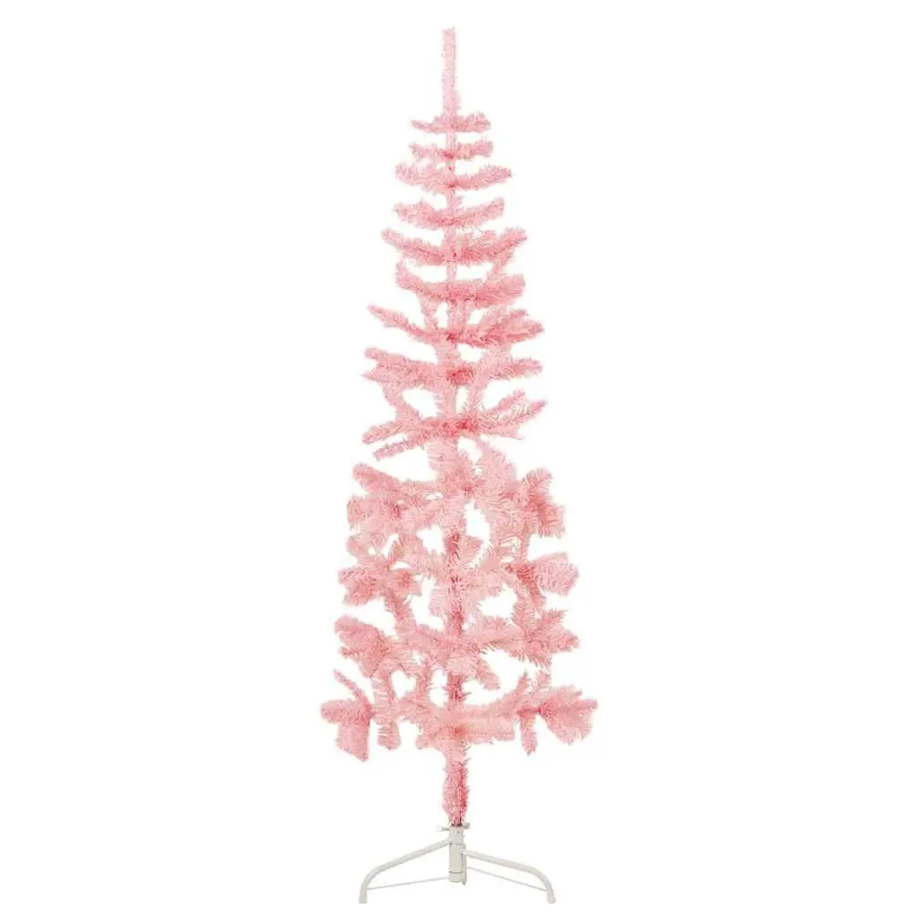 Half Christmas Tree Slim Artificial Home Decor 150cm Pink