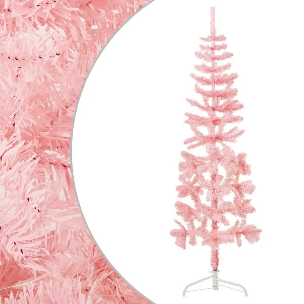 Half Christmas Tree Slim Artificial Home Decor 150cm Pink