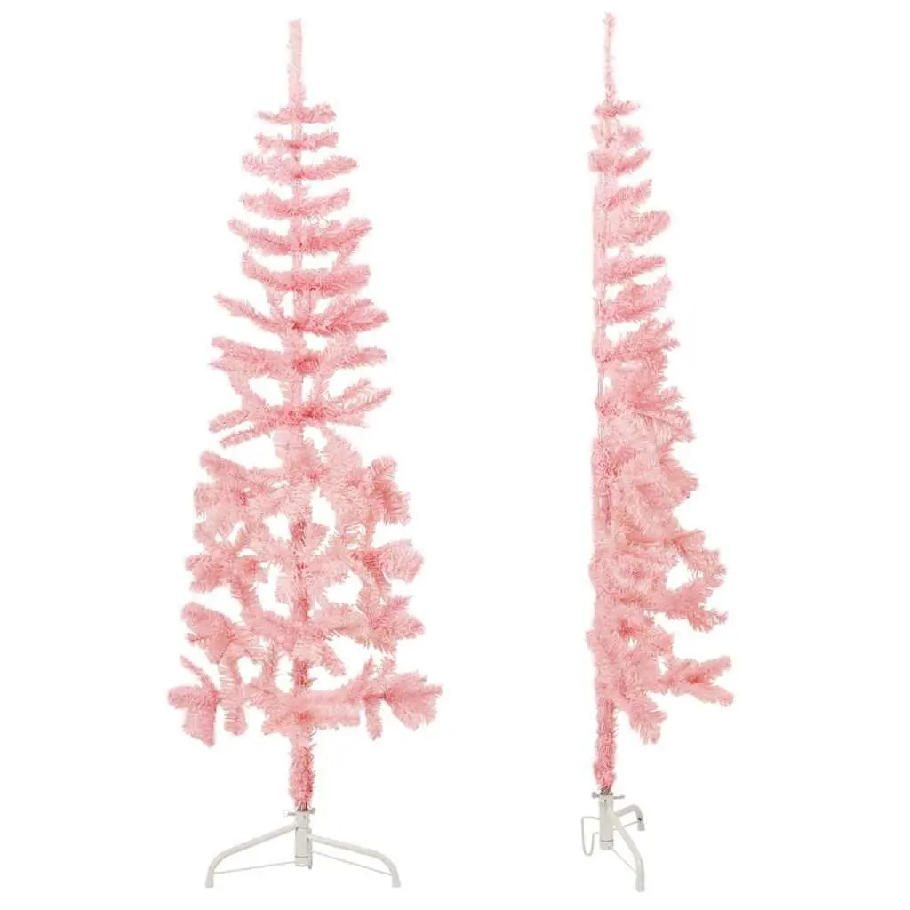 Half Christmas Tree Slim Artificial Home Decor 150cm Pink