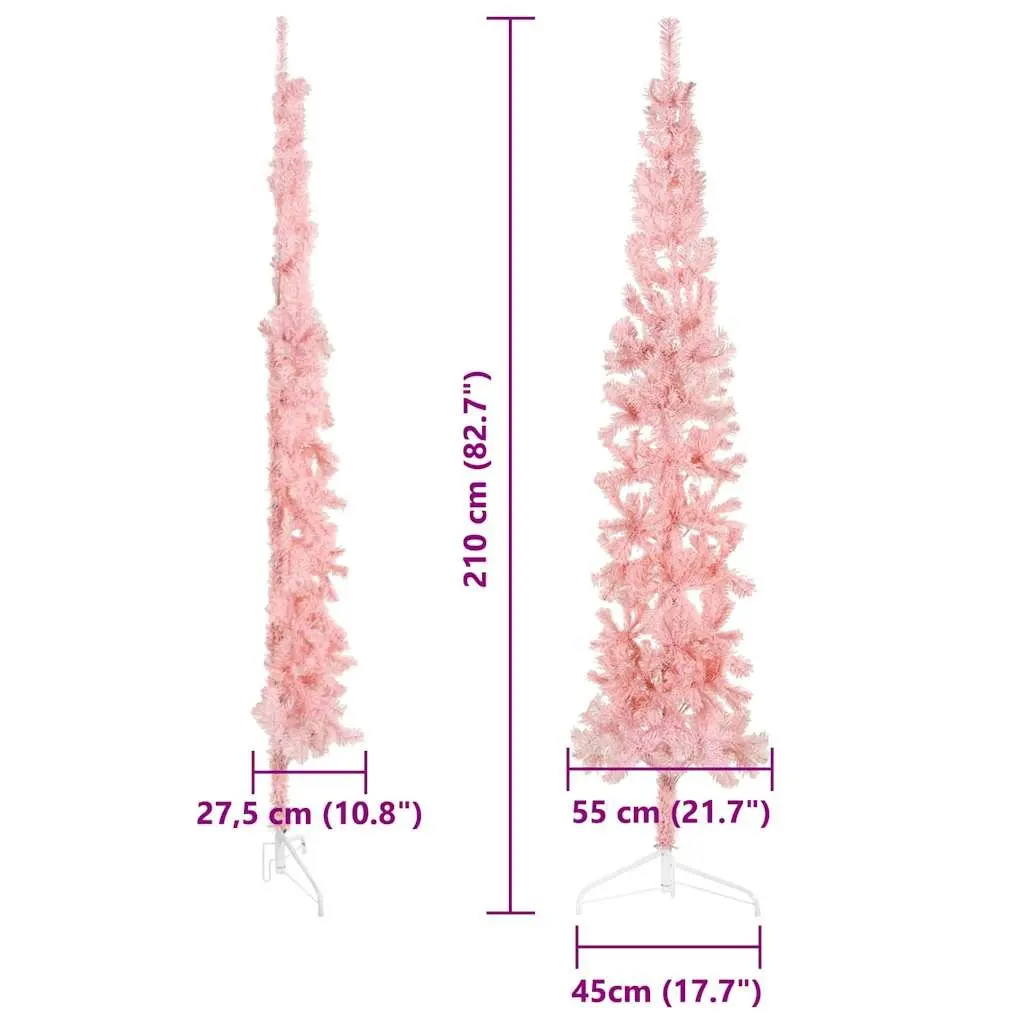 Pink 210cm Artificial Half Christmas Tree