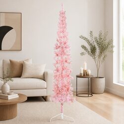 Detailed Specs: Slim Pink Half Christmas Tree with Stand 240cm